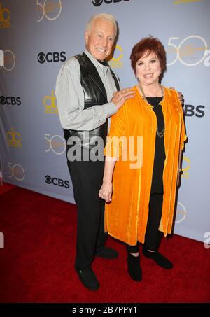 ***FILE PHOTO*** Lyle Waggoner of TV's Carol Burnett Show and Wonder Woman dies at 84. LOS ANGELES, CA - OCTOBER 4: Lyle Waggoner and Vicki Lawrence at The Carol Burnett 50th Anniversary Special at CBS Television City in Los Angeles, California on October 4, 2017. Credit: Faye Sadou/MediaPunch Stock Photo