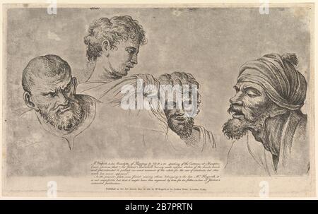 Four Heads From the Raphael Cartoons at Hampton Court, May 14, 1781. Stock Photo