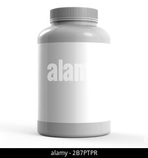 3d Illustration, White bottle mock-up on white background Stock Photo