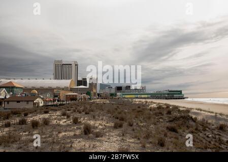 Atlantic City beach and skyline Stock Photo