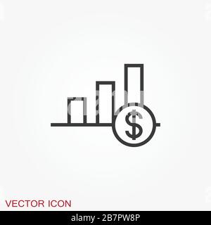 Investments icon. Graph growth graphics vector icon isolated on background Stock Vector