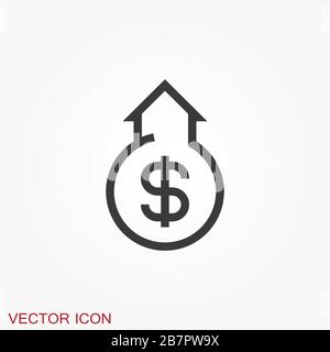 Investments icon. Graph growth graphics vector icon isolated on background Stock Vector