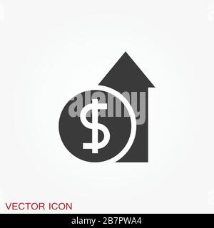 Investments icon. Graph growth graphics vector icon isolated on background Stock Vector