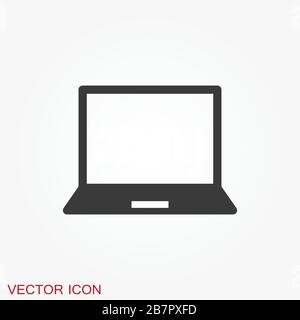 Laptop vector icon, vector illustration, flat design Stock Vector