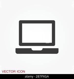 Laptop vector icon, vector illustration, flat design Stock Vector