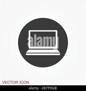 Laptop vector icon, vector illustration, flat design Stock Vector