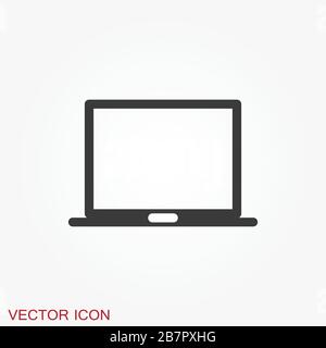 Laptop vector icon, vector illustration, flat design Stock Vector
