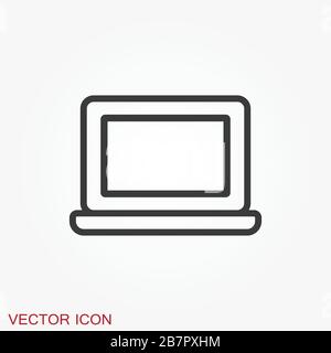 Laptop vector icon, vector illustration, flat design Stock Vector