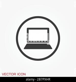 Laptop vector icon, vector illustration, flat design Stock Vector