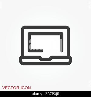 Laptop vector icon, vector illustration, flat design Stock Vector