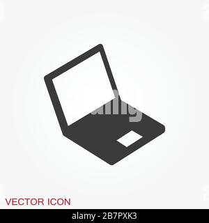 Laptop vector icon, vector illustration, flat design Stock Vector