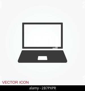 Laptop vector icon, vector illustration, flat design Stock Vector
