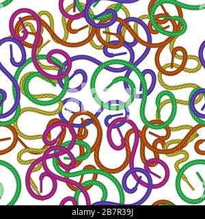 Colored Shoelace Seamless Pattern on White Background Stock Vector