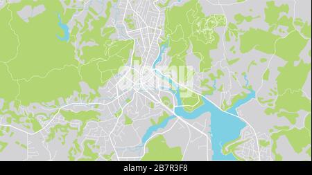 Urban vector city map of Whangarei, New Zealand Stock Vector