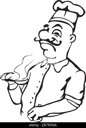 cook not satisfied with soup Stock Vector