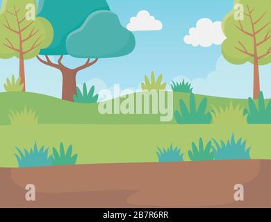 a path and trees clip art