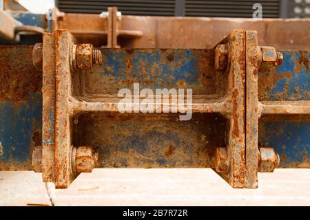 Rusty Steel Beams Bolted Together Stock Photo