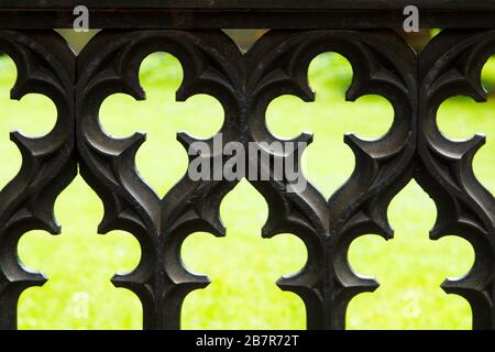 Iron Fence with Decorative Details Stock Photo