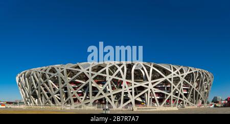 Chinese national stadium, bird's nest, in Beijing China Stock Photo