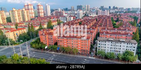 Residential buildings in downtown Shanghai, China Stock Photo