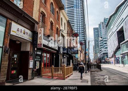 Toronto Canada. 17th March 2020. King Street West restaurants