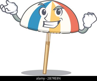 Beach umbrella cartoon character style with happy face Stock Vector