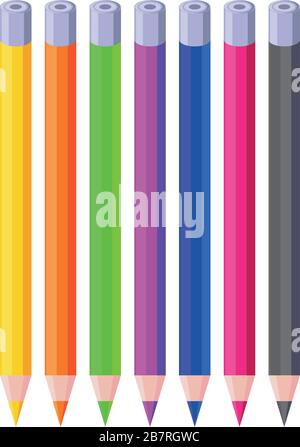 colored pencils on white background vector illustration design Stock Vector