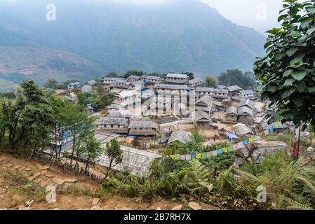 Beautiful Gurung village house at Ghandruk Pokhara region Nepal Stock Photo