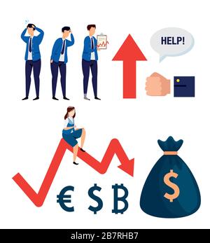 stock market crash set icons Stock Vector Image & Art - Alamy