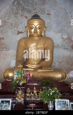 Myanmar: Bagan- Daw Palin Phaya temple, Seated Buddha in padmasana  1203 A.D. Stock Photo