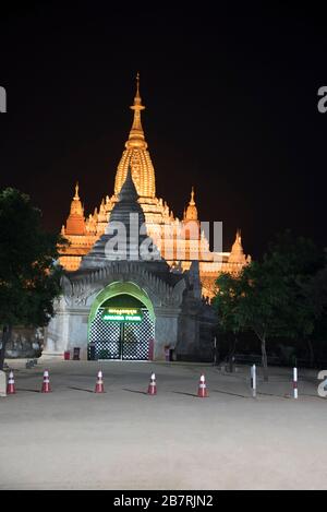 Myanmar: Bagan-  General-View from South-West of  Mount Popa  (pilgrimage site) is Taung Kalat (pedestal hill). Stock Photo