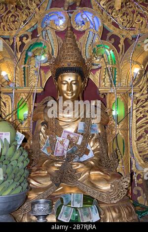 Myanmar: Bagan- Mount Popa- Maitreiya in Padmasana. Stock Photo