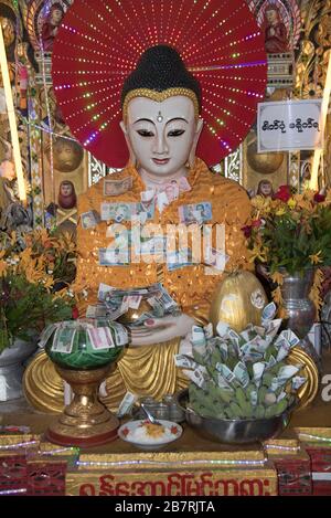 Myanmar: Bagan- Mount Popa- Buddha in Padmasana. Stock Photo