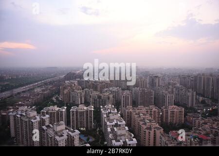 Beautiful Cityscape of Noida -ndirapuram India - Bird Eye View of City Stock Photo