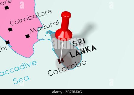 Sri Lanka, Colombo - capital city, pinned on political map Stock Photo
