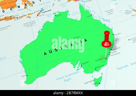 Australia, Canberra - capital city, pinned on political map Stock Photo