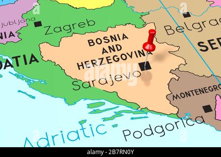 Bosnia and Herzegovina political map with capital Sarajevo. Country in ...