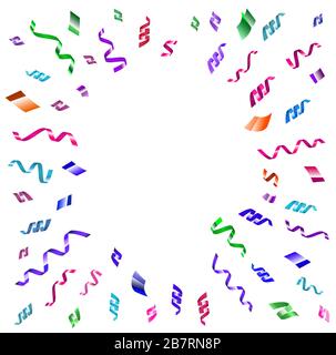 Multicolored serpentine set. Vector pink, violet, red, blue serpantine pieces isolated on white background. Place for text in center. Stock Vector