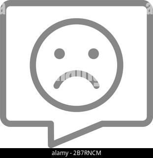 Sad face with speech bubble line icon. Chat, unpleasant communication, negative feedback symbol Stock Vector