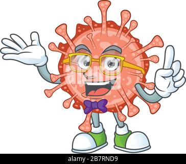 Super Funny bulbul coronavirus in nerd mascot design style Stock Vector