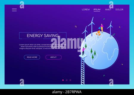 Energy saving - modern colorful isometric web banner Stock Vector