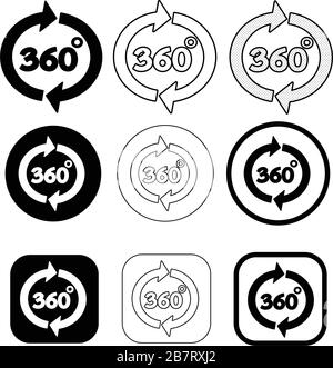 Simple 360 Degree icon sign design Stock Vector