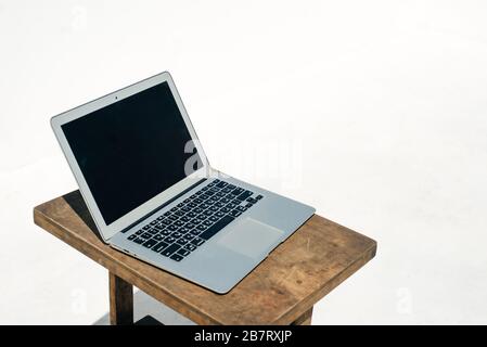 Modern metal laptop on a white background Stock Photo