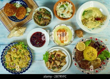 Sri Lankan   cuisine, Traditional assorted  dishes, Top view. Stock Photo