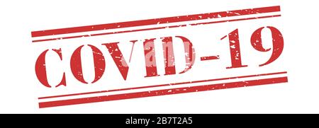 Covid-19 stamp. Vector banner distressed. n-cov Vintage grunge sign in red ink. eps 10 Stock Vector