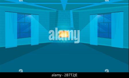 Fireplace in room flat vector illustration Stock Vector