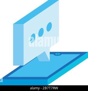 smartphone with speech bubble isometric style icon Stock Vector