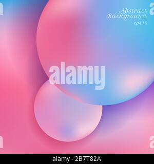 Abstract trendy 3d object sphere, circle, bubble gradient color background. Vector illustration Stock Vector