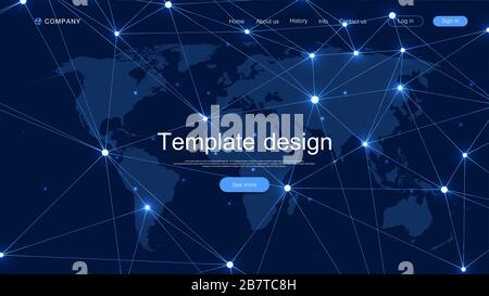 Landing page tech background with abstract circuit board textures. Geometric abstract background with lines circuit board . Website template design