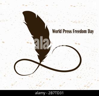 World Press Freedom Day. Vintage feather vector silhouette Stock Vector